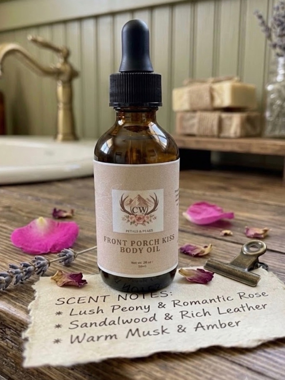 Body Oil- Front Porch Kiss handcrafted by CW PETALS & PEAKS 💕